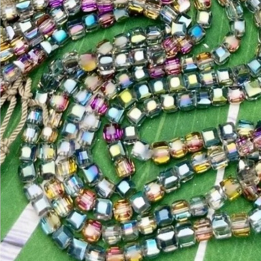 Austrian Crystal Cube Beads Lot DIY AB Colors Jewelry Making DIY Crafting Lot